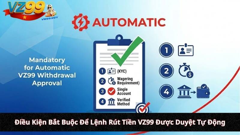 Điều Kiện Bắt Buộc Để Lệnh Rút Tiền VZ99 Được Duyệt Tự Động